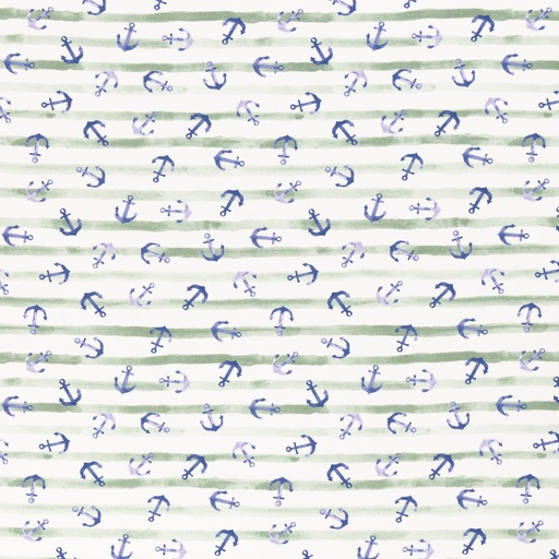 [081489-300265] Nautical Baby, jersey cotton, anchor, denim blue/emerald