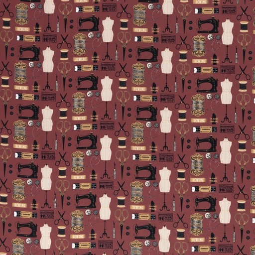 [081411-147-774339] Kim, tissu en coton, fournitures de couture, bordeaux