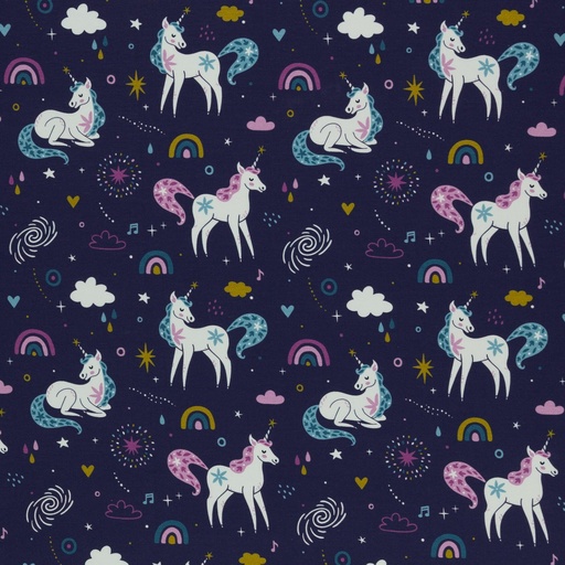 [080777-130598] Theo, jersey cotton, unicorns, dark blue