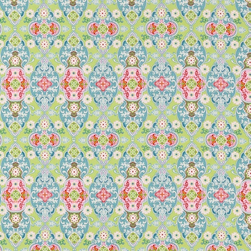 [081434-100602] Tissu popeline de coton, ornements - vert, Julia