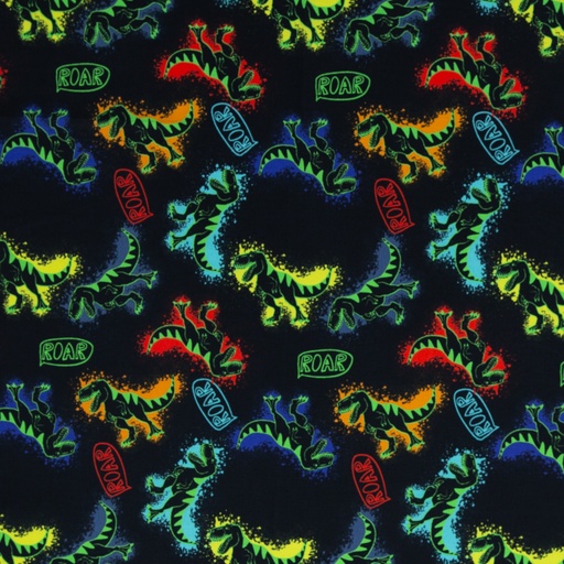 [081949-464299] Cotton woven fabric | Tom by swafing | T-Rex, colorful/black