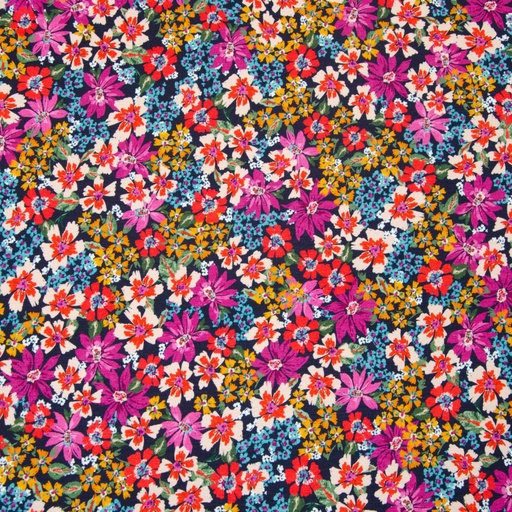 [M 6811-1] Jersey viscose | violette de Hilco | fleurs | rose/coloré