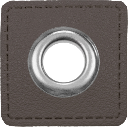 [197495-002] 2 eyelet patches for cords | Imitation leather |  002 dark gray